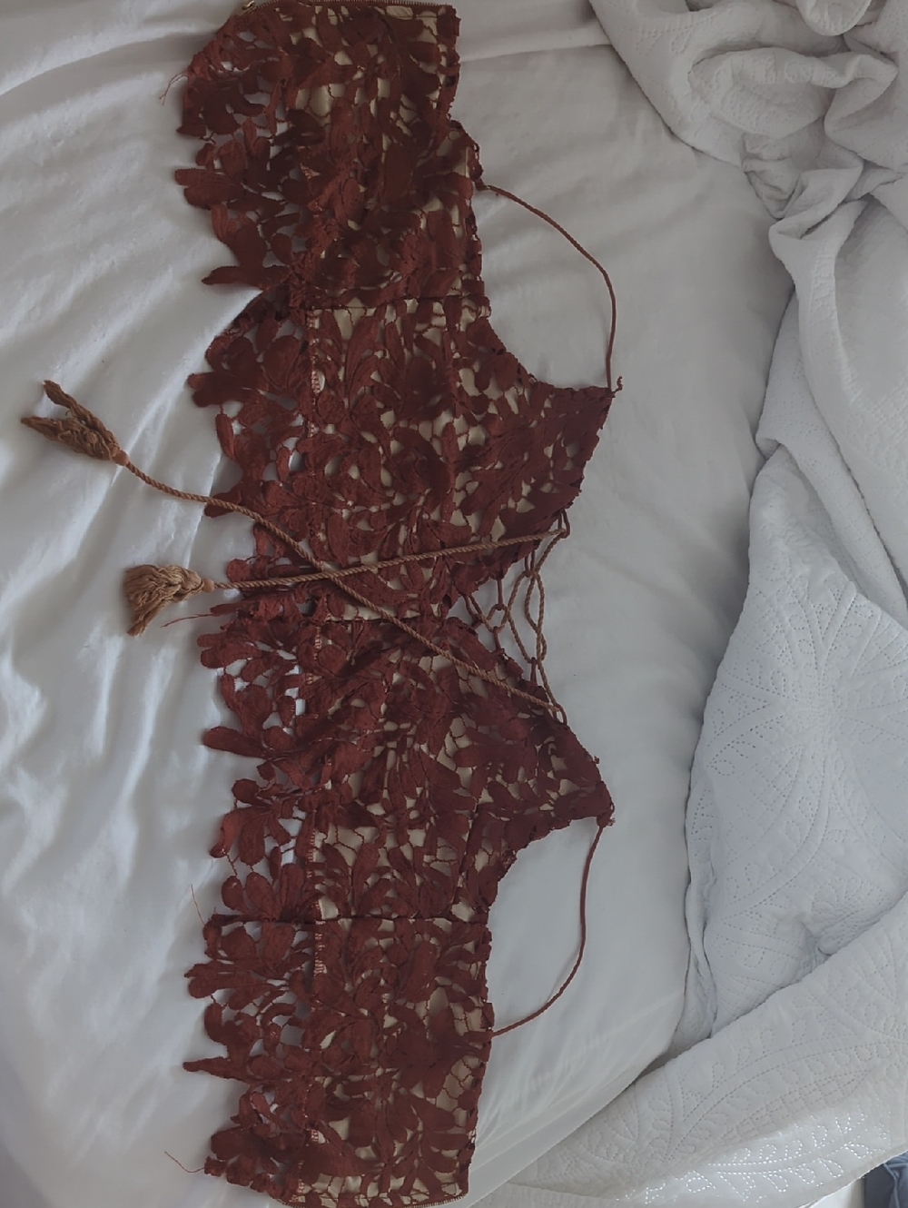 Lace Crochet Bralette in Rust - Women Intimates & Sleepwear